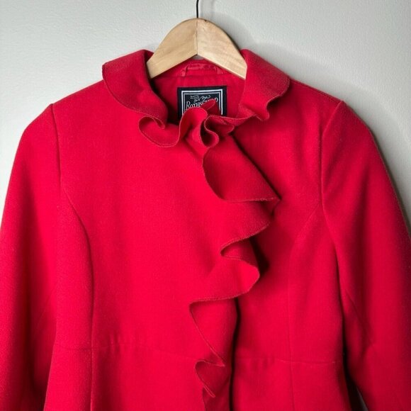Rothschild Ruffle Coat Girls S L (14) Scarlet Red Lined Mid Length Jacket - Picture 2 of 11
